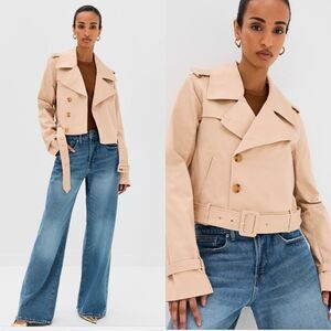 NWT Good American Chino Cropped Trench Coat
